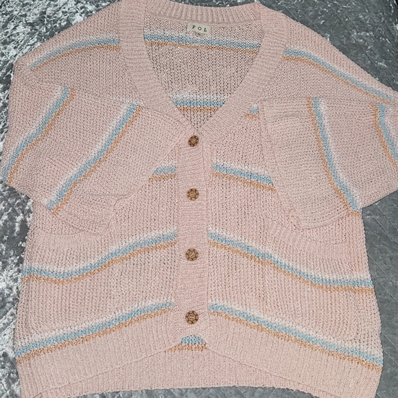 BNWOT POL Oversized Pink Striped Cardigan. - Picture 15 of 16
